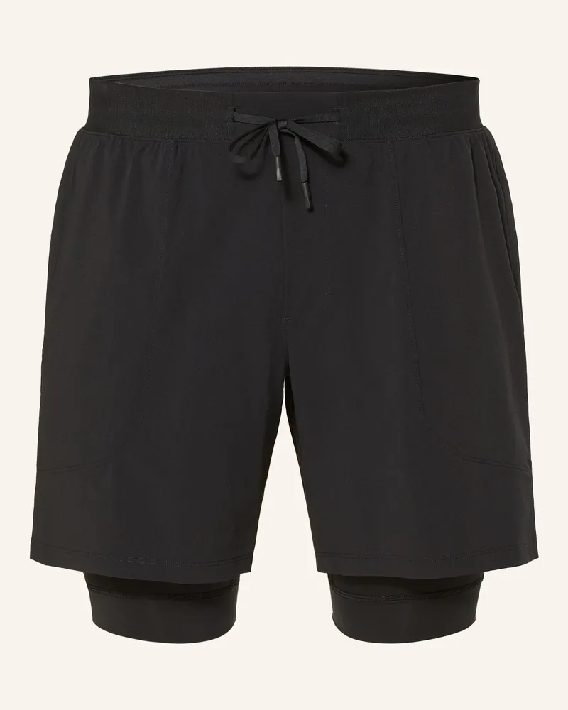 LULULEMON 2-in-1-Trainingsshorts LICENSE TO TRAIN 7IN Schwarz