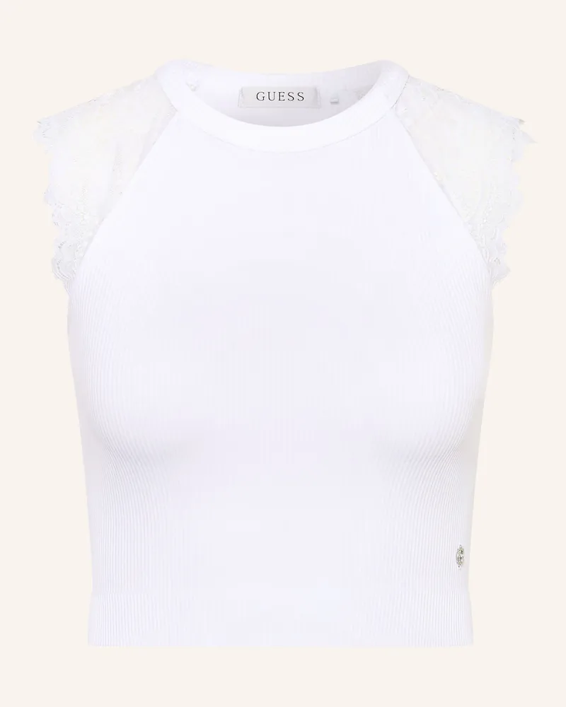 Guess Cropped-Top MILLIE mit Spitze Weiss