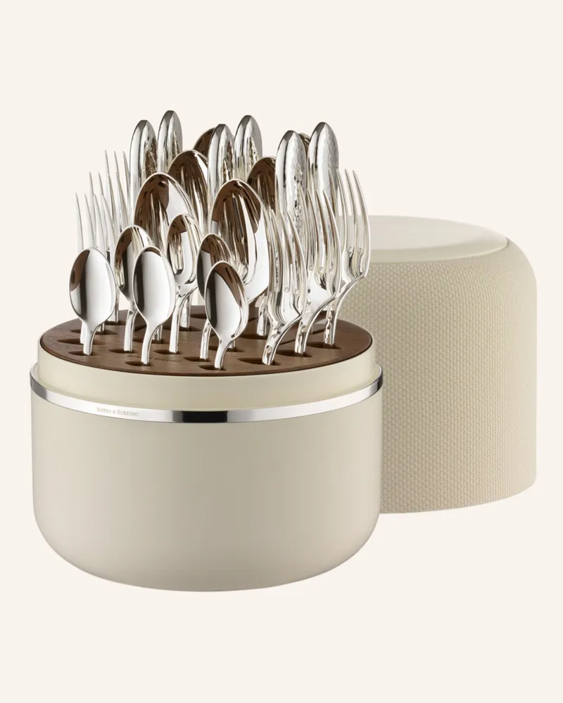ROBBE & BERKING 24-Tlg. Besteckset The Box Creme Martelé silber Silber