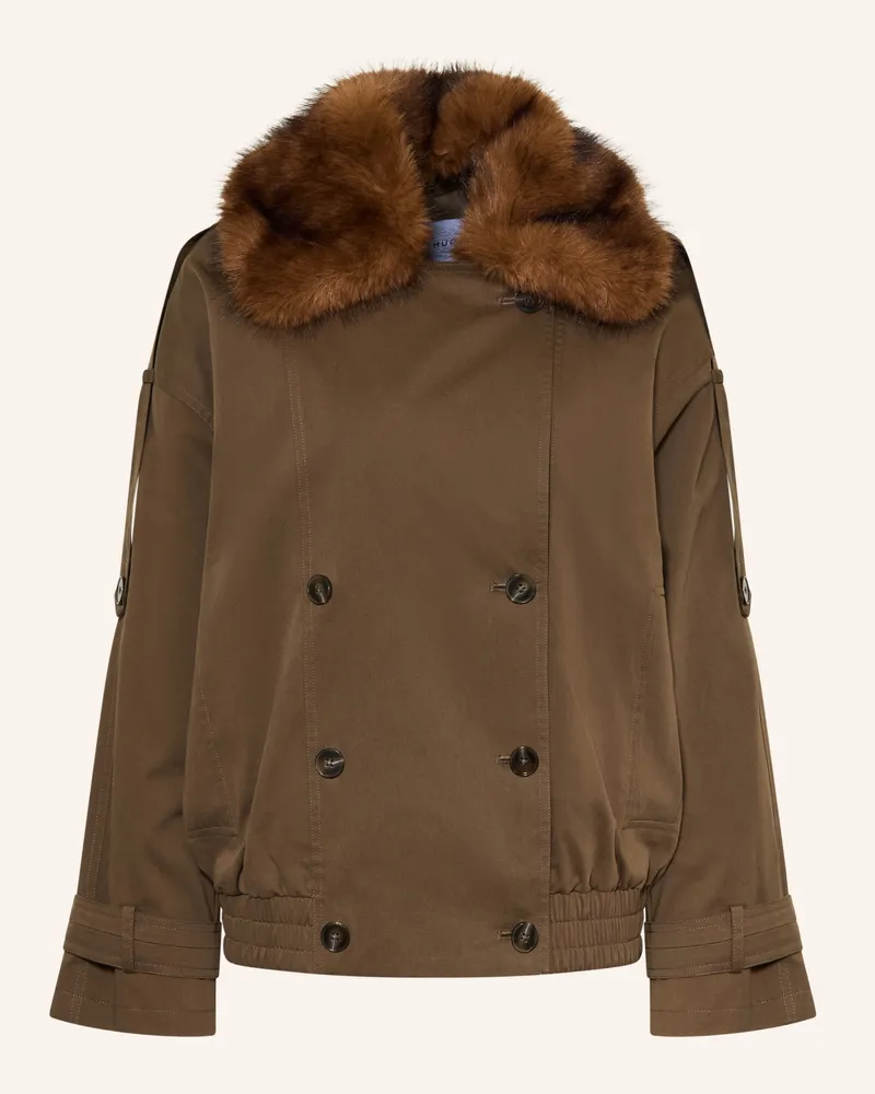 Mrs & HUGS Jacke Mit Abnehmbarem Kunstfell-Kragen gruen Khaki