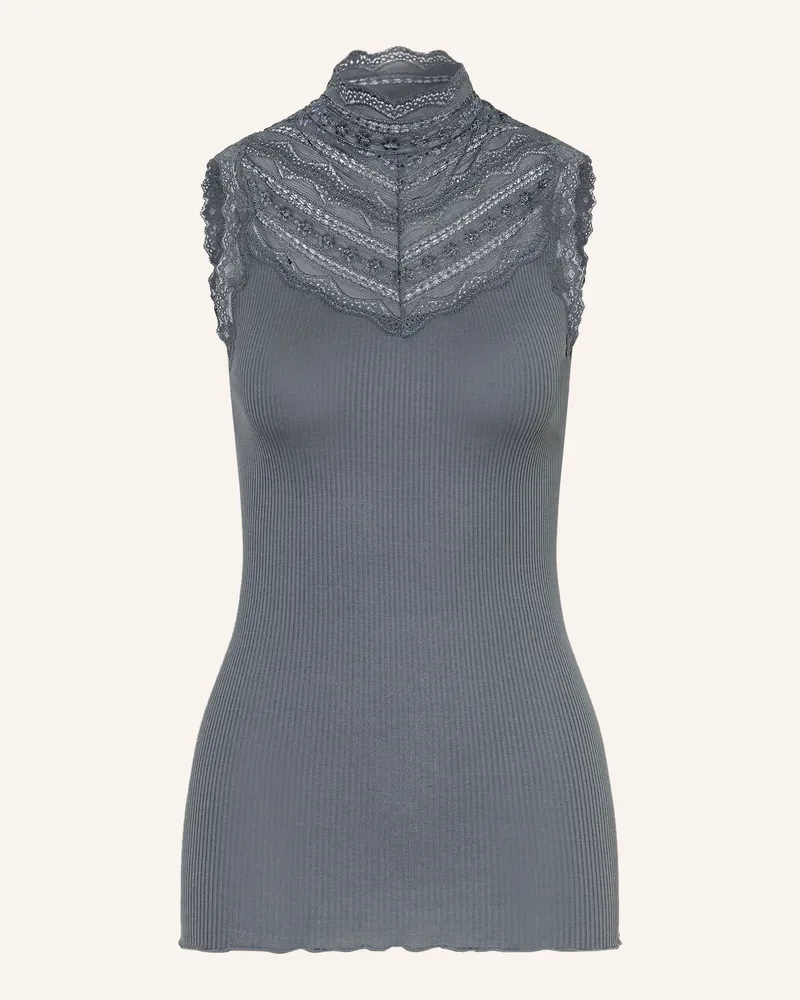 Rosemunde Seidentop Mit Spitze blau Blaugrau