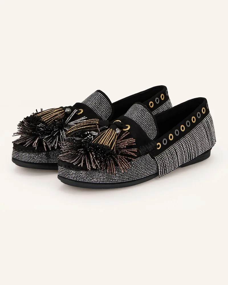 Kurt Geiger Loafer POM POM mit Schmucksteinen Schwarz