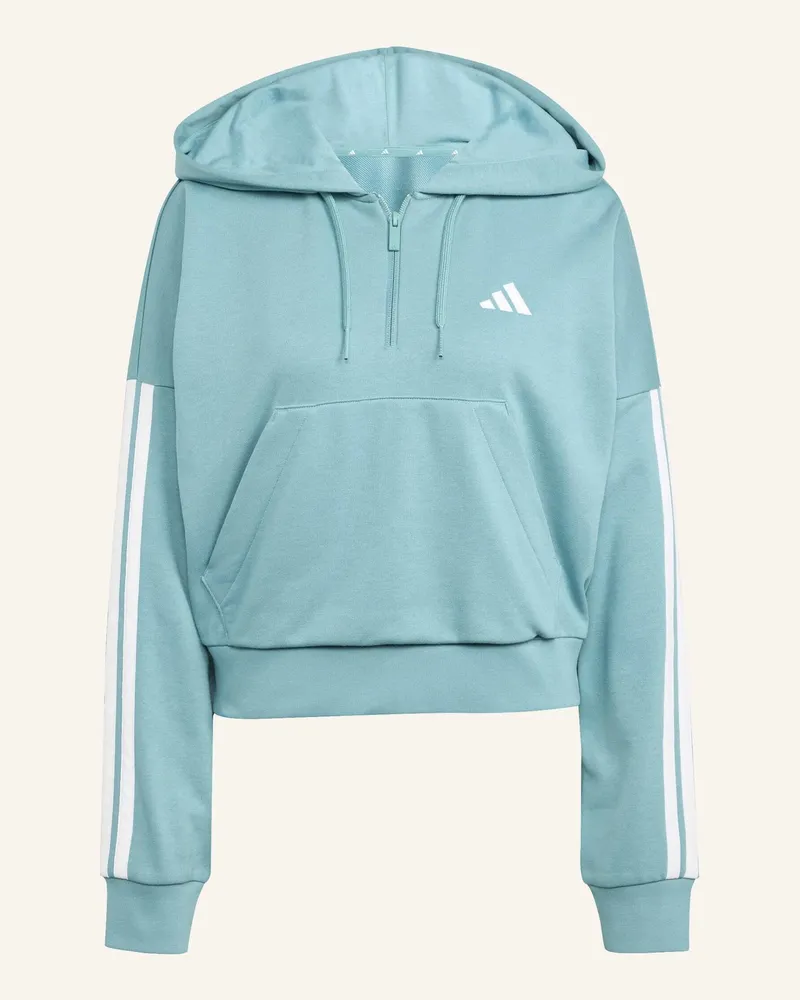 adidas ESSENTIALS 3-STREIFEN FRENCH TERRY QUARTER-ZIP HOODIE Türkis