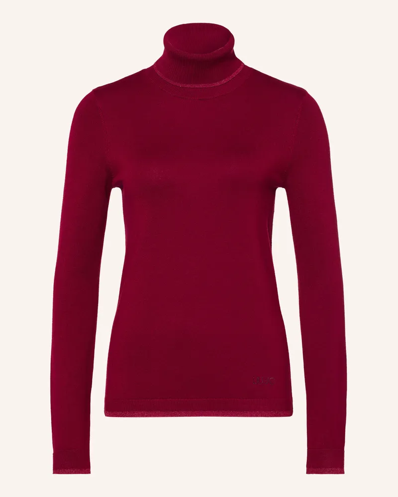 Liu Jo Rollkragenpullover Mit Glitzergarn Und Schmucksteinen rot Dunkelrot