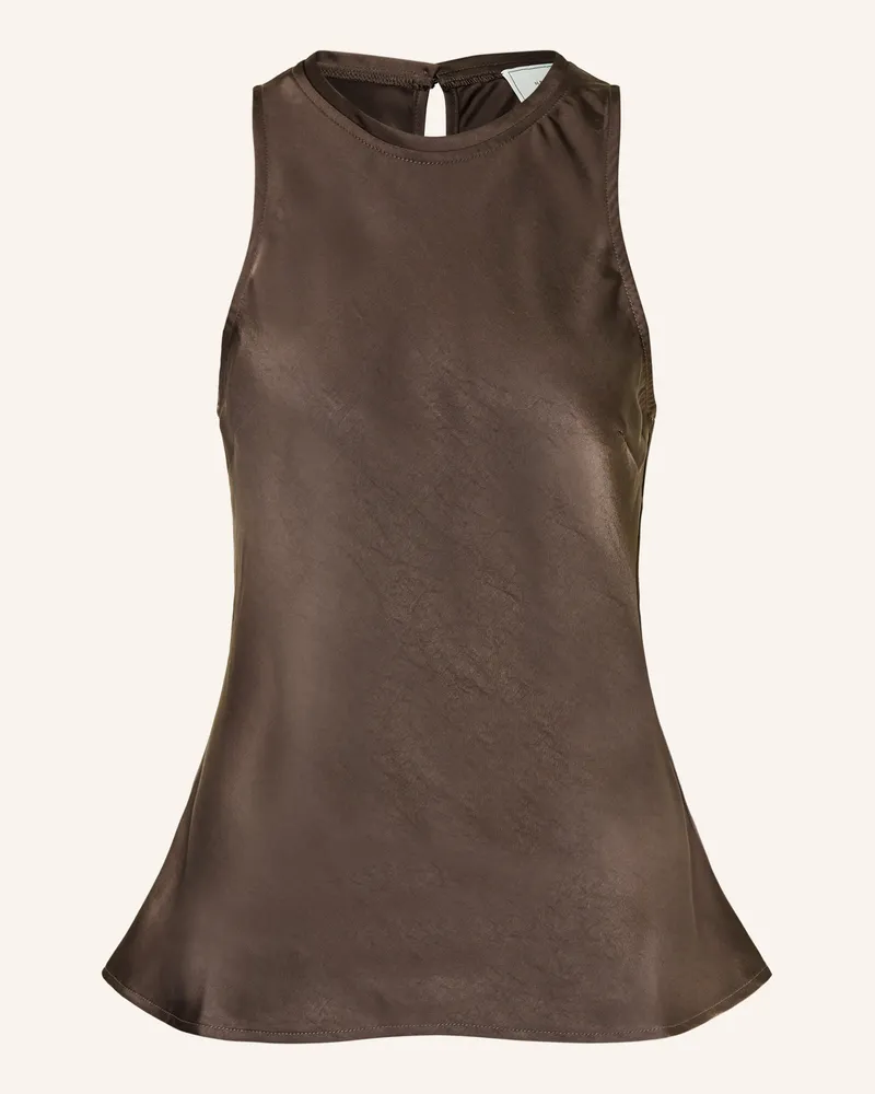 Neo Noir Blusentop CELINA aus Satin Dunkelbraun