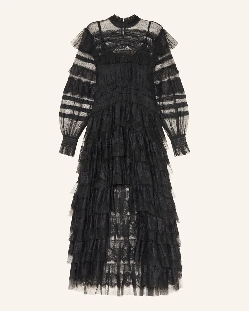 AllSaints Spitzenkleid CAVARLY mit Volants Schwarz