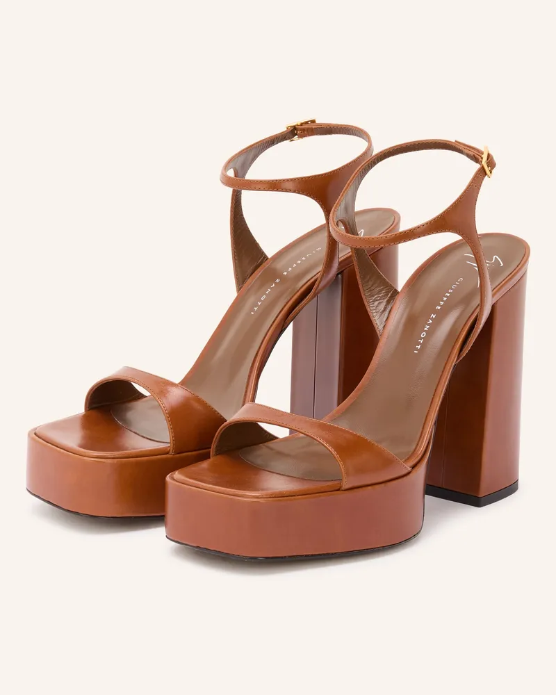 Giuseppe Zanotti Plateau-Sandaletten Biarritz braun Cognac