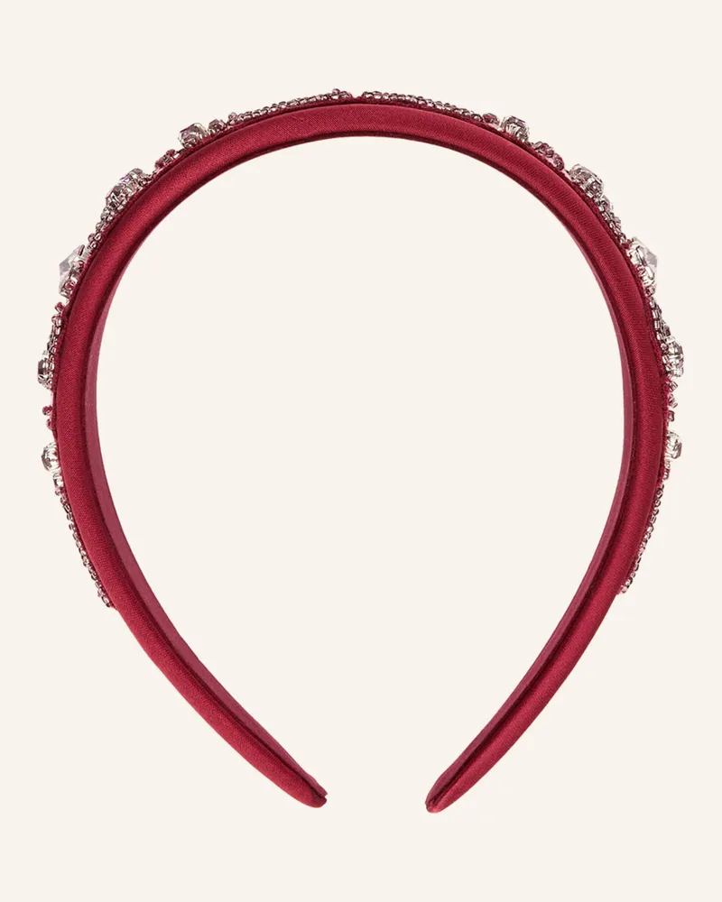Etro Haarreif Aus Satin Mit Schmucksteinen rot Dunkelrot