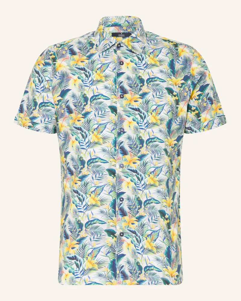 Ragman Kurzarm-Hemd Slim Fit Aus Jersey blau Grün