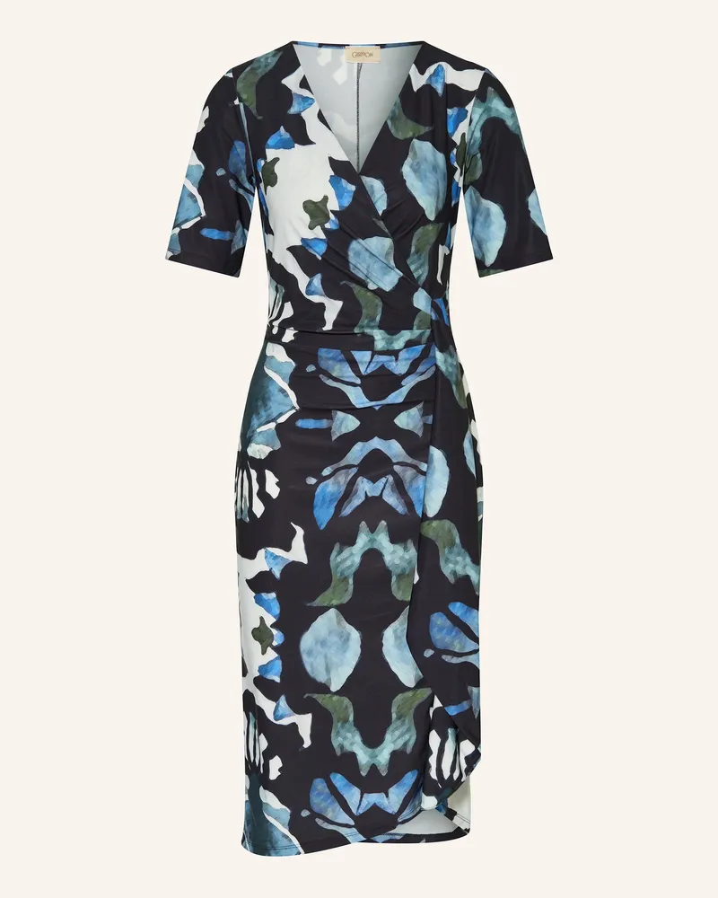 Cartoon Kleid in Wickeloptik Dunkelblau