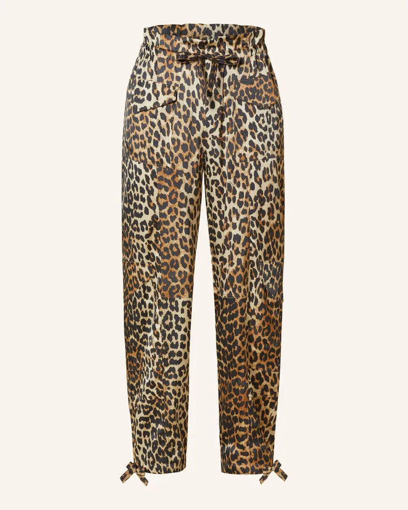 Ganni Cargohose aus Satin Hellbraun