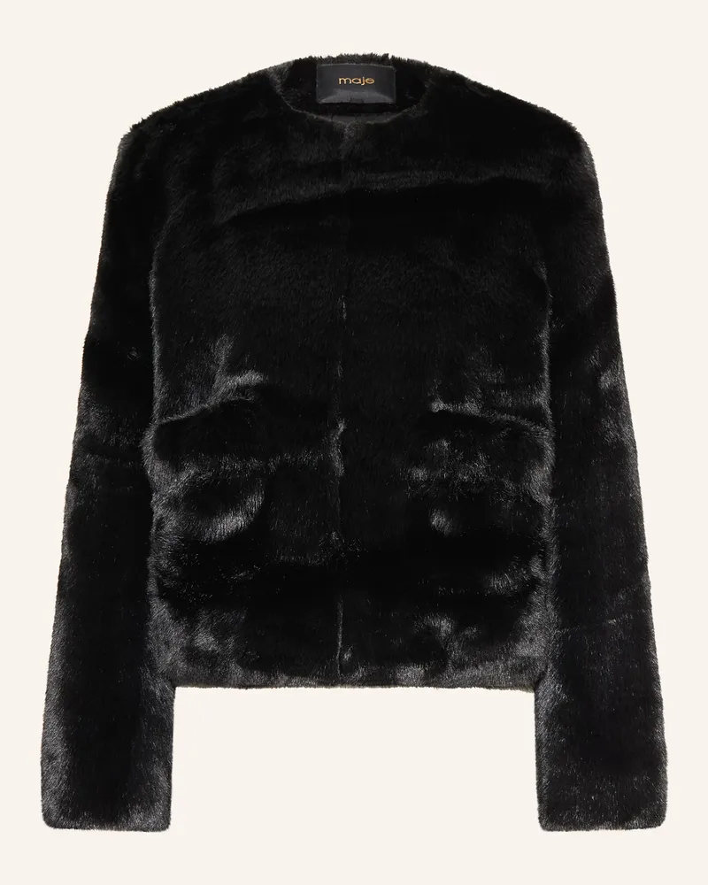 Maje Kunstpelz-Jacke Schwarz