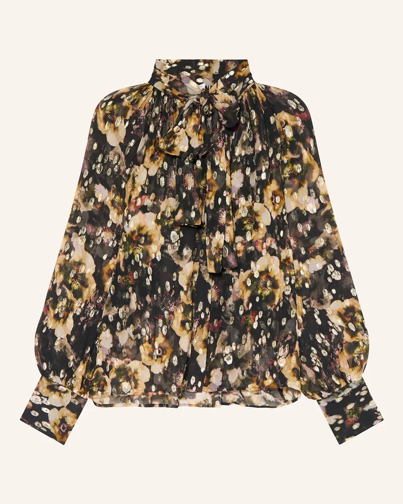 Mrs & HUGS Schluppenbluse aus Seide mit Glitzergarn Schwarz