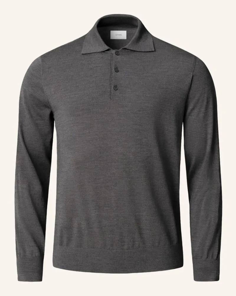 Eton Feinstrick-Polohemd Dunkelgrau