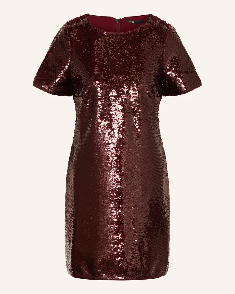 Maje Kleid mit Pailletten Dunkelrot