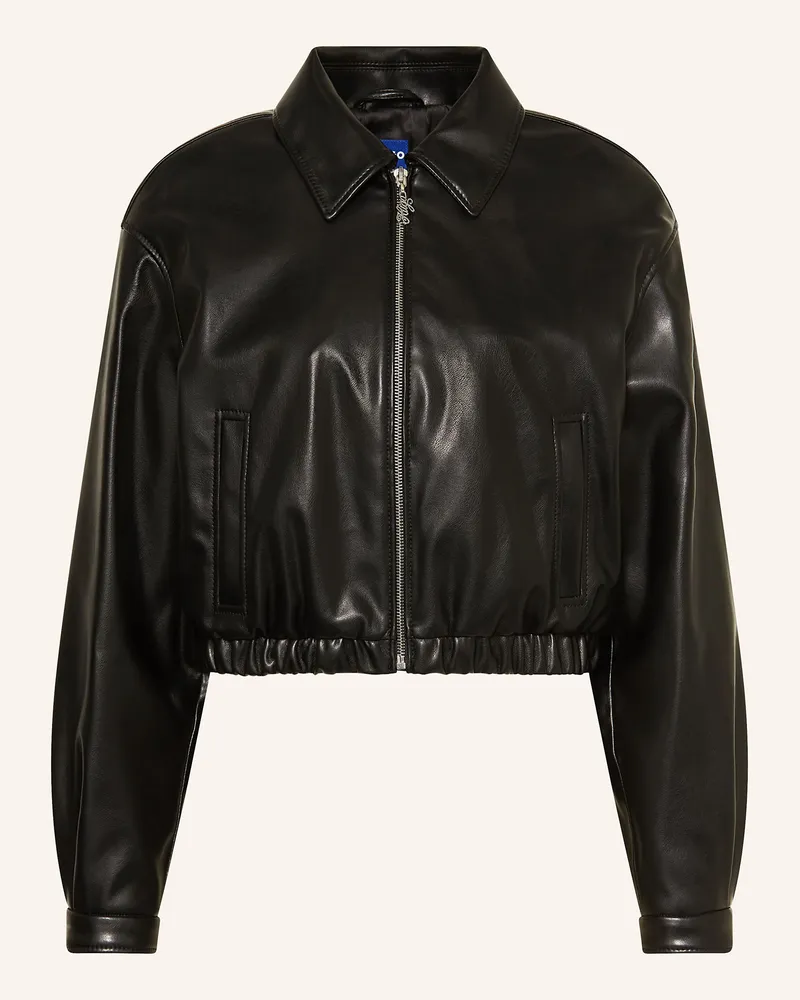 HUGO BOSS Blouson AUTENE in Lederoptik Schwarz