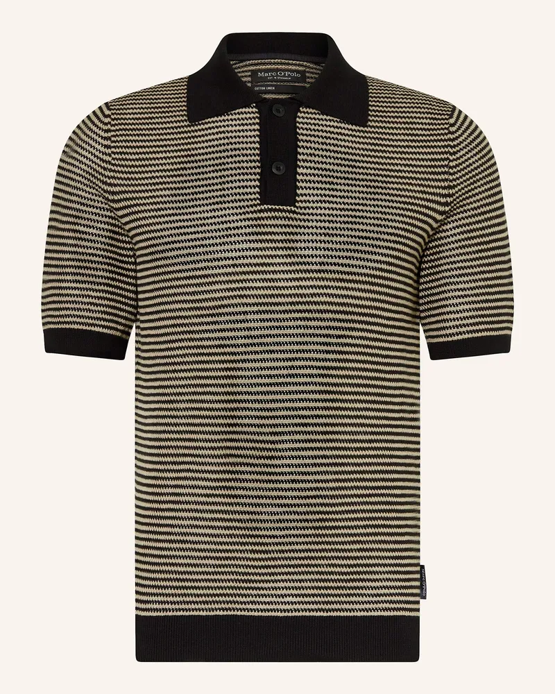 Marc O'Polo Strick-Poloshirt Regular Fit Schwarz