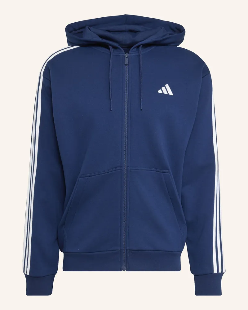 adidas Essentials 3-Streifen French Terry Kapuzenjacke blau Weiss