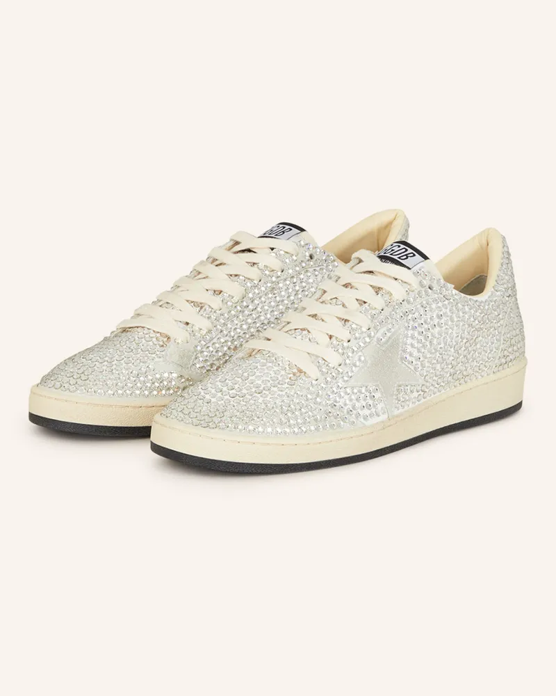 Golden Goose Sneaker BALL STAR mit Schmucksteinen Hellgrau