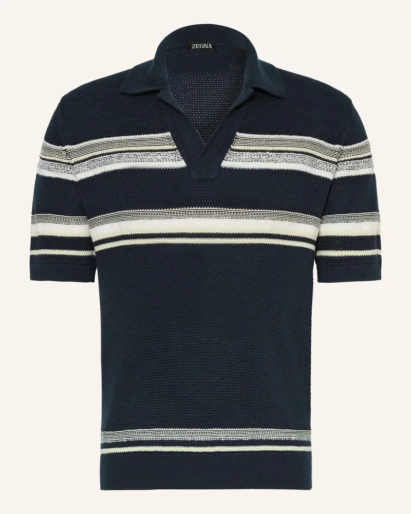 Ermenegildo Zegna Strick-Poloshirt mit Seide Petrol