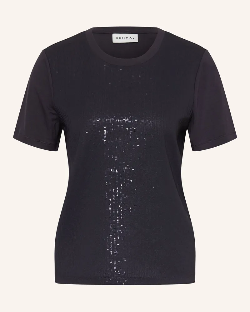 COMMA T-Shirt mit Pailletten Dunkelblau