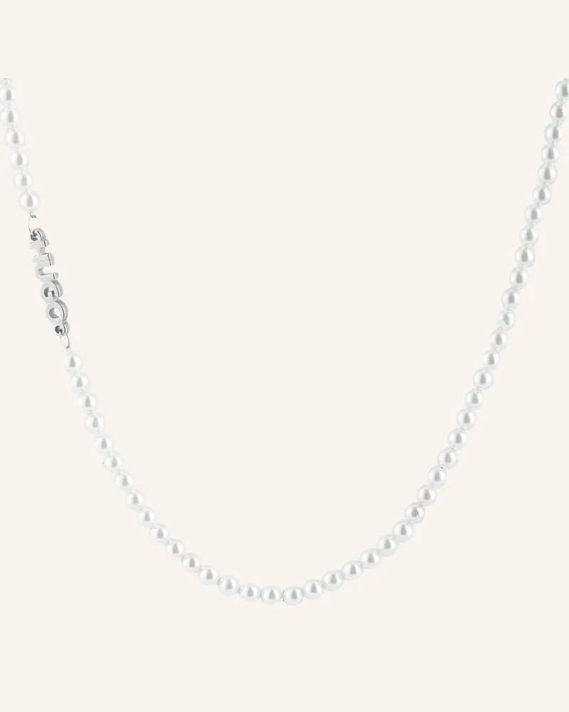 HUGO BOSS Halskette Smallpearl weiss Weiss