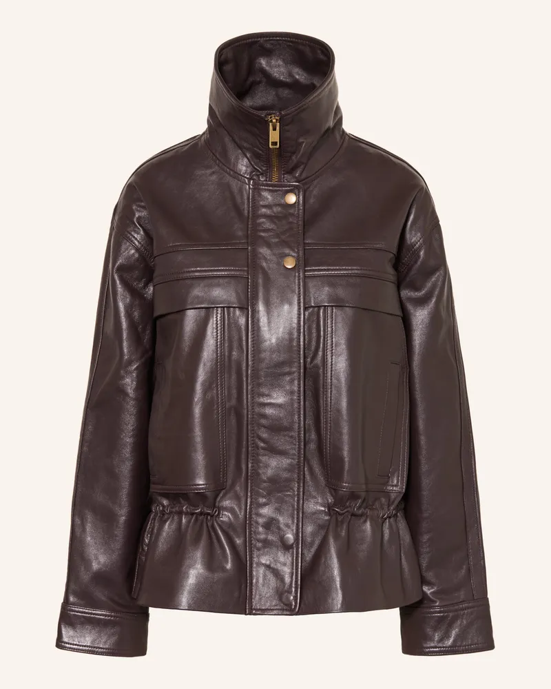 ba&sh Lederjacke Kassia rot Dunkelbraun