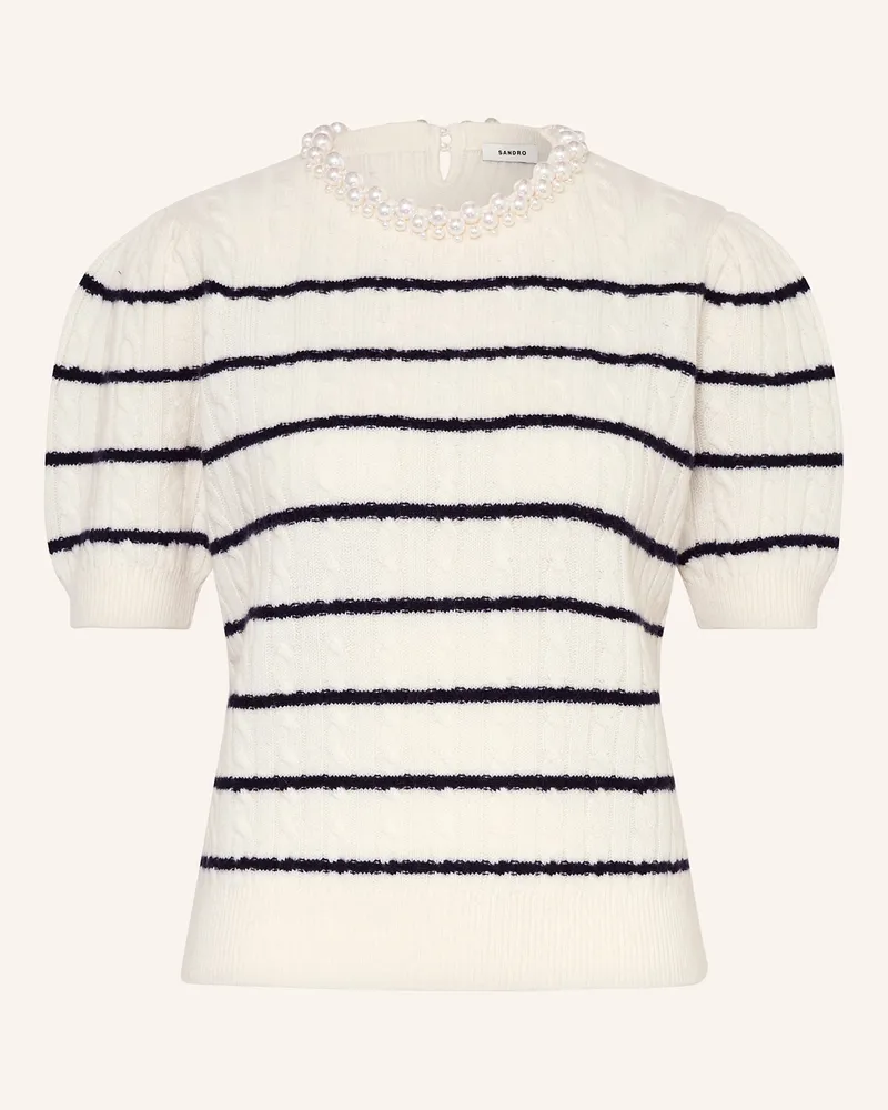 Sandro Strickshirt mit Schmuckperlen Ecru