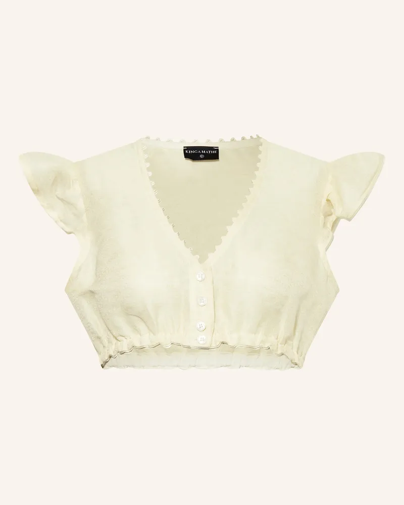 KINGA MATHE Dirndlbluse KIKI mit Leinen und Volants Hellgelb