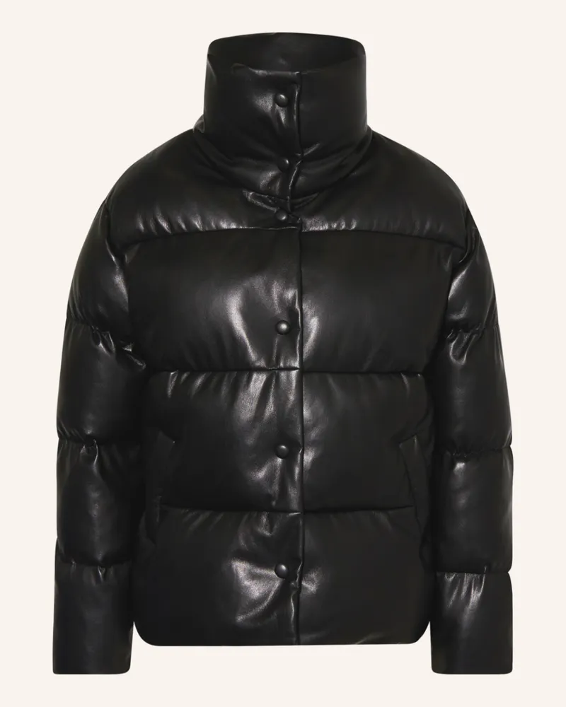 Mrs & HUGS Steppjacke in Lederoptik Schwarz
