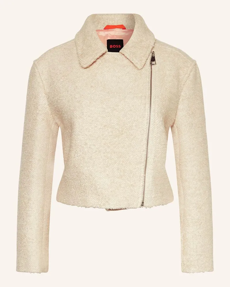 HUGO BOSS Cropped-Jacke JABI aus Bouclé Weiss