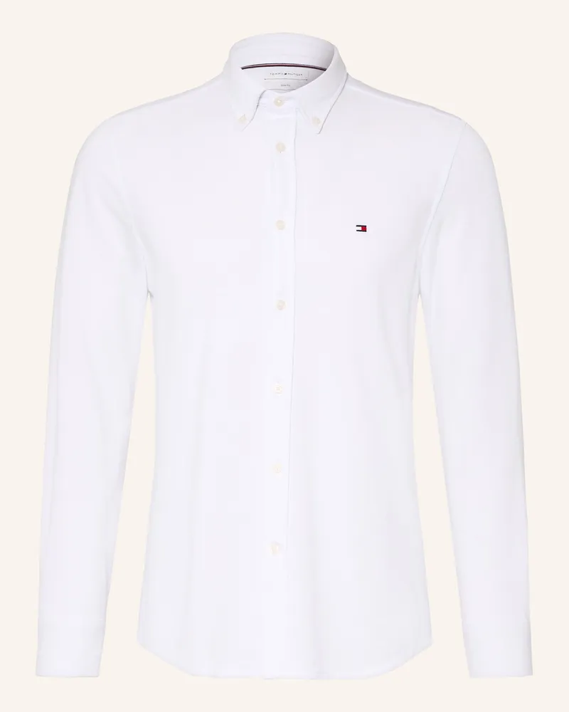 Tommy Hilfiger Piqué-Hemd Slim Ft weiss Weiss
