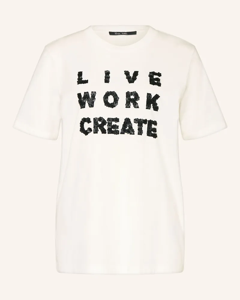 MARC AUREL T-Shirt mit Schmuckperlen Weiss