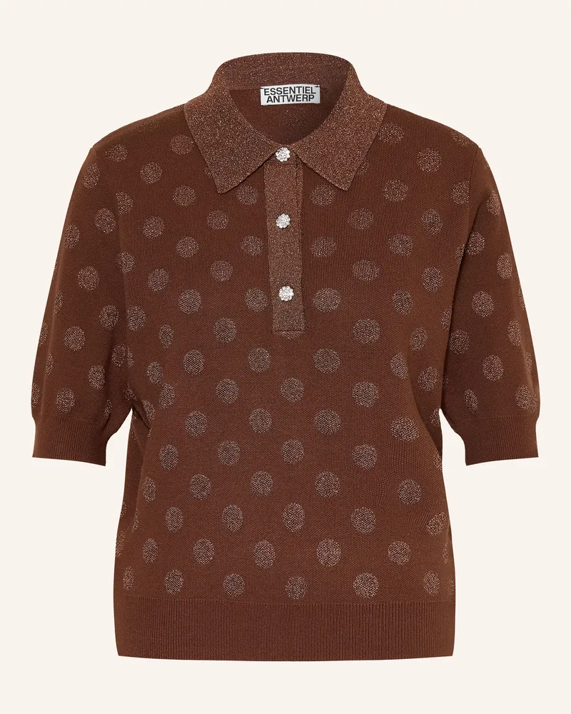 Essentiel Strick-Poloshirt Krab Mit Glitzergarn braun Braun