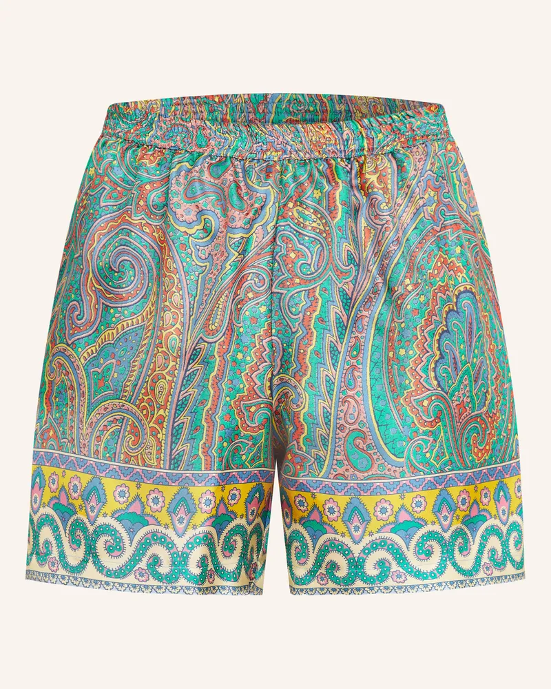 Etro Seidenshorts blau Grün
