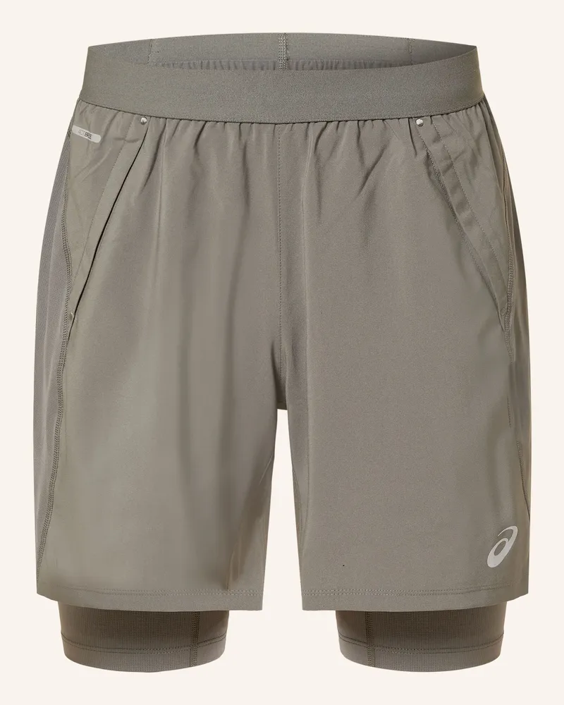 Asics 2-In-1-Laufshorts Road gruen Khaki