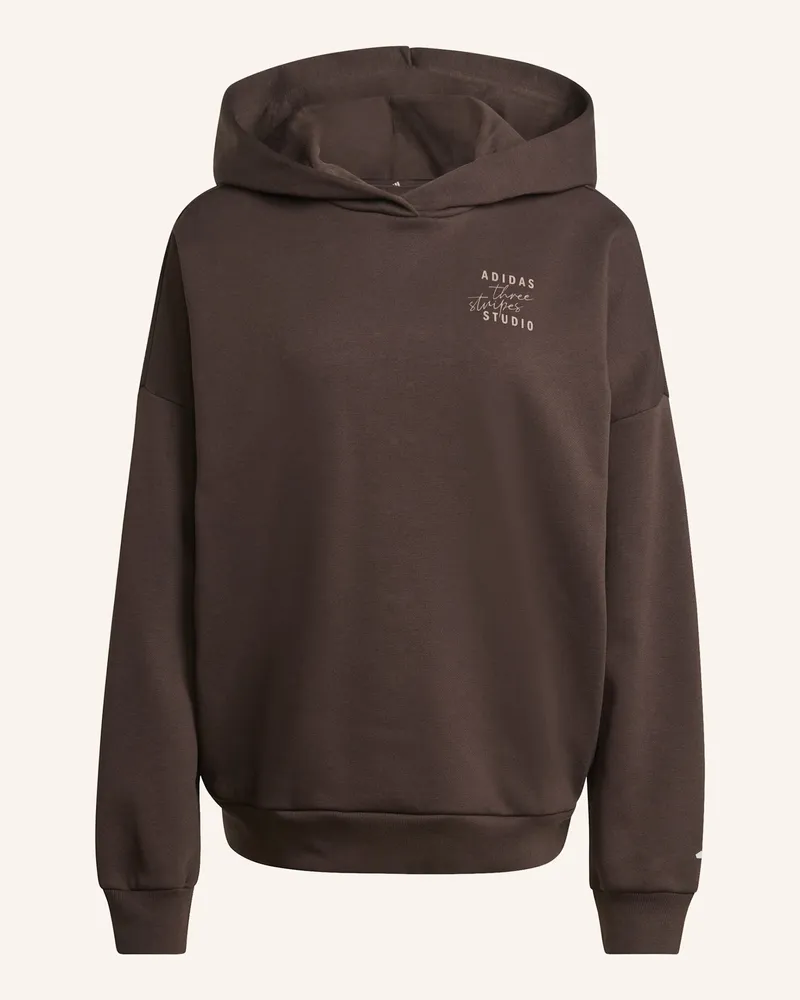 adidas 3-STREIFEN STUDIO HOODIE Braun