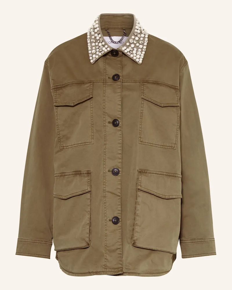 Blonde No. 8 Fieldjacket mit Schmuckperlen Khaki