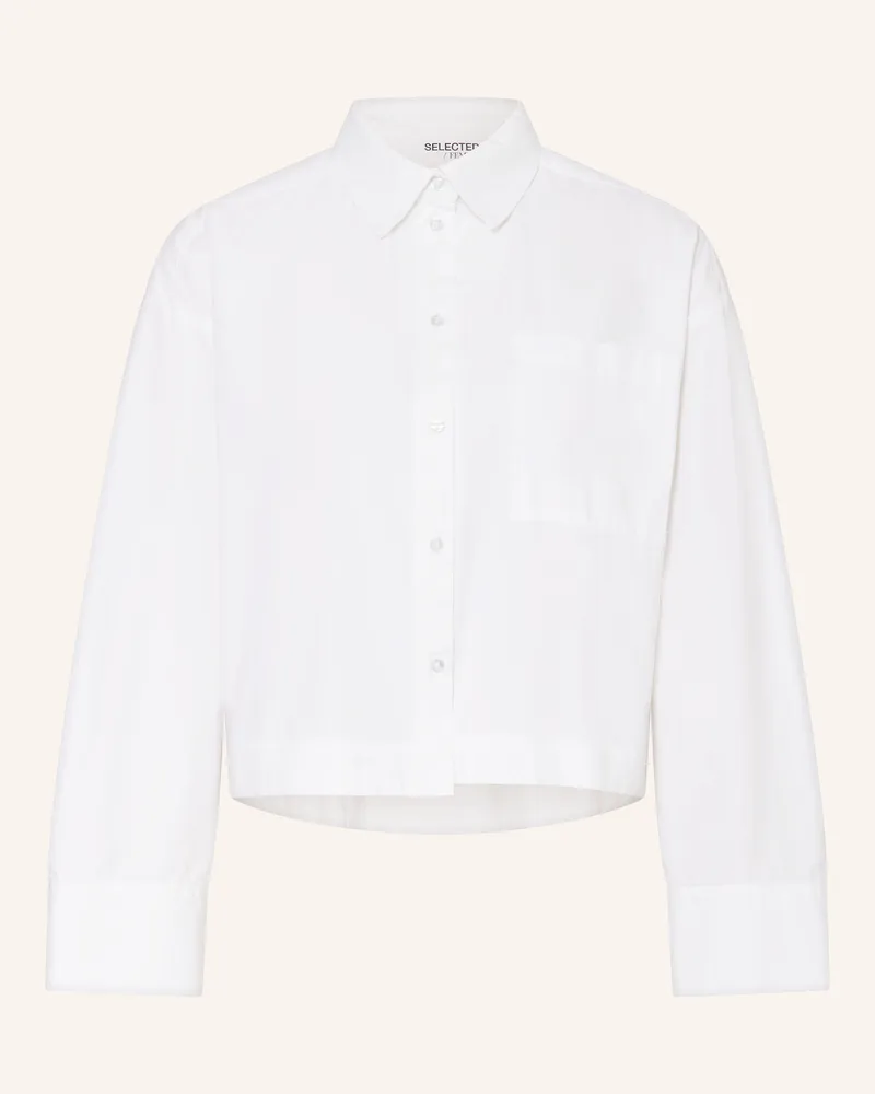 Selected Cropped-Hemdbluse weiss Weiss