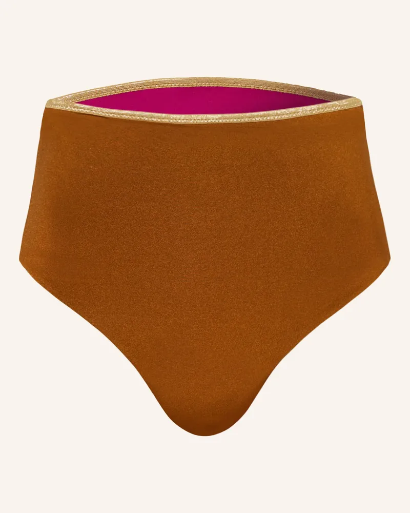 MYMARINI Highwaist-Bikini-Hose SHINE zum Wenden mit UV-Schutz 50 Braun