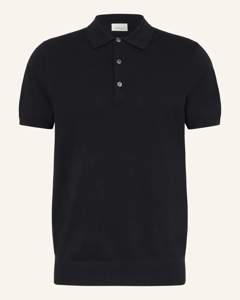 Profuomo Strick-Poloshirt blau Schwarz