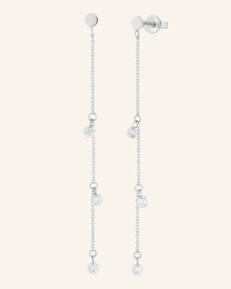 Leaf Ohrhänger Pure Chain Aus 18 Karat Weißgold Mit Diamanten silber Weissgold