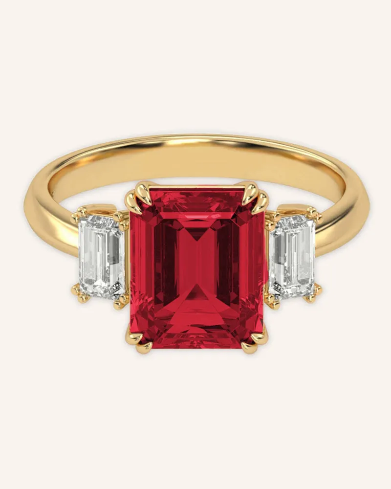VEYNOU Ring Ember Aus 14 Karat Recyceltem Gelbgold Mit 3,00ct. Rubin Und 0,50ct. Lab-Grown Diamanten gold Gold
