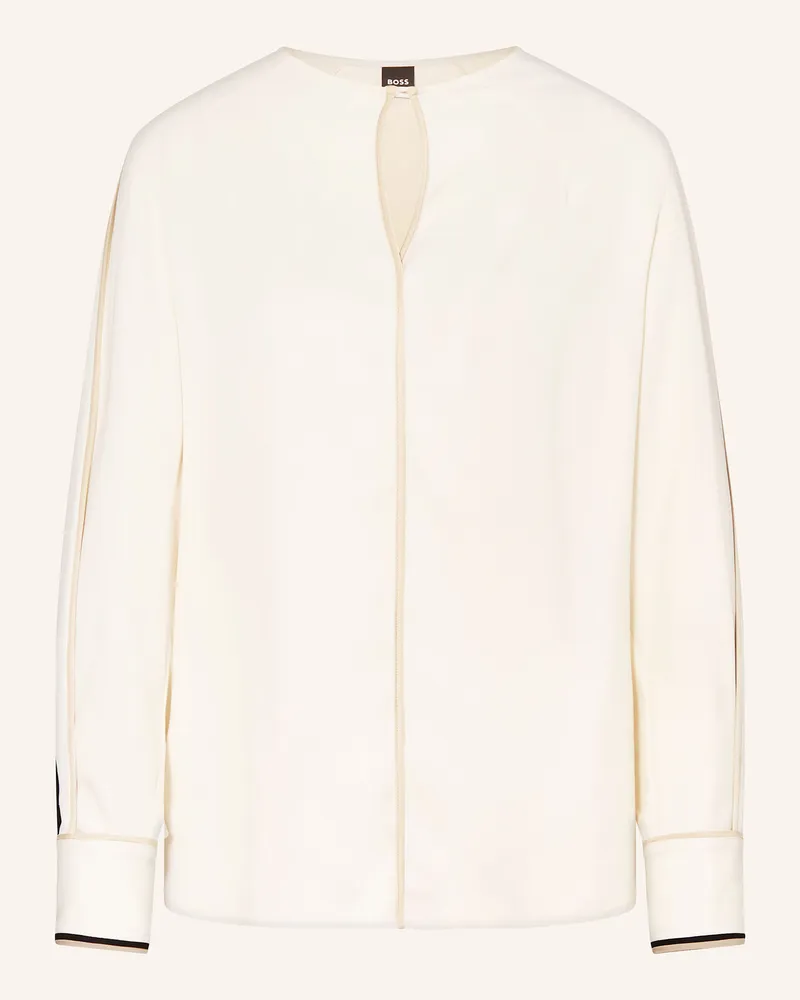 HUGO BOSS Blusenshirt Banariah Aus Satin weiss Creme