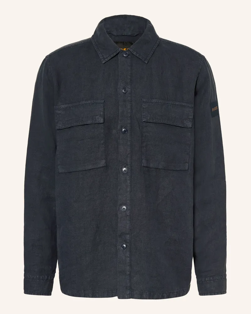 HUGO BOSS Leinenhemd Locky Comfort Fit blau Dunkelblau