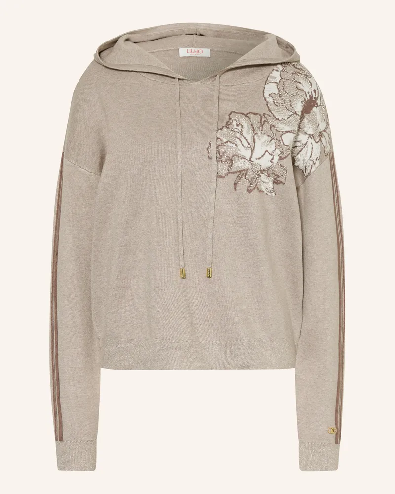 Liu Jo Strick-Hoodie Mit Schmucksteinen Und Glitzergarn braun Hellbraun