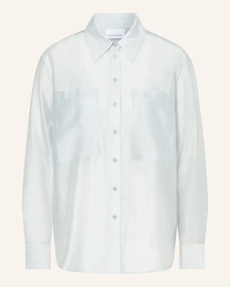 COMMA Hemdbluse weiss Blaugrau