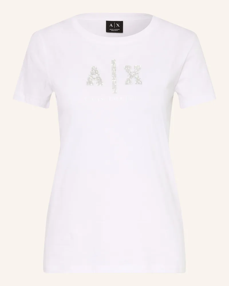 Armani Exchange T-Shirt Mit Schmucksteinen weiss Weiss
