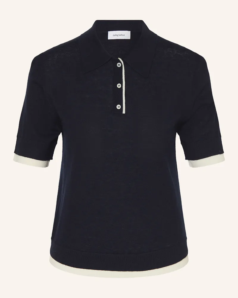 Darling Harbour Strick-Poloshirt blau Navy