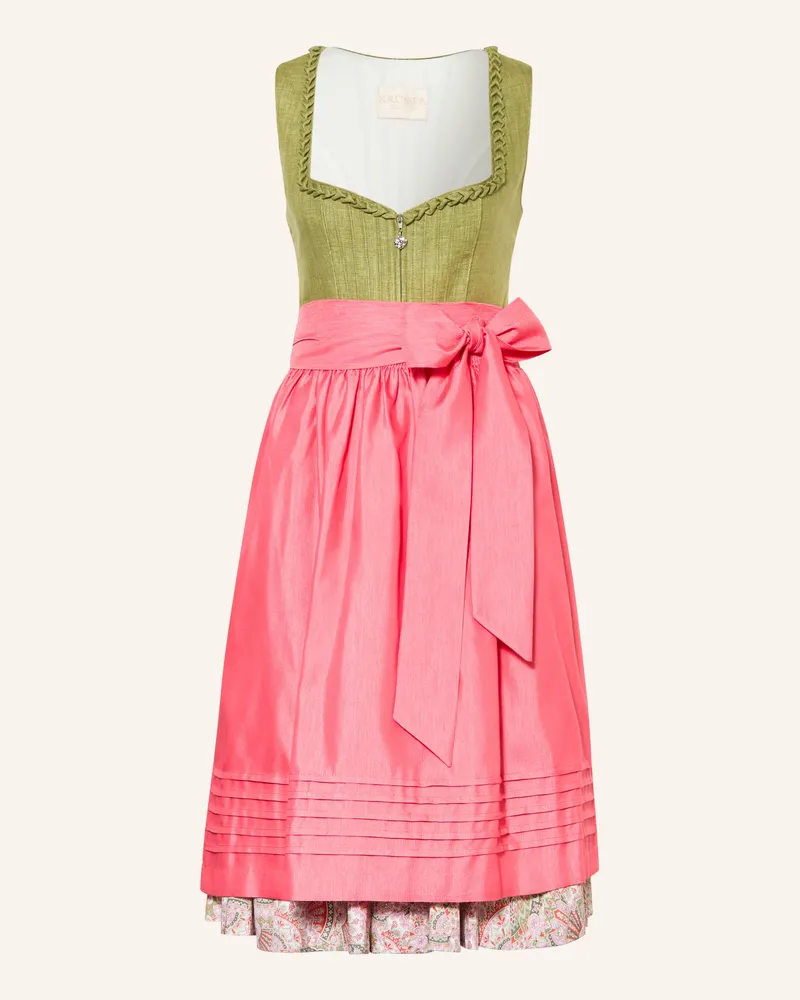 Krüger Dirndl Aletta Mit Leinen gruen Grün